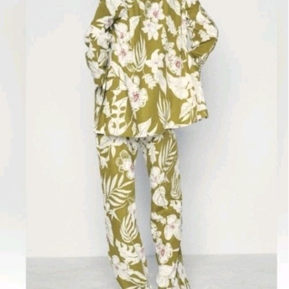 Zara Floral Print Linen Blend Pants Size L NWT - Picture 8 of 9